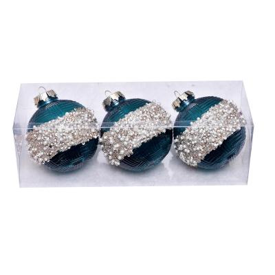 China High Sales 8CM/3PCS Eco-friendly Wholesale Christmas Ball Christmas Tree Ornaments Ball For Holiday Wedding Party Decoration for sale