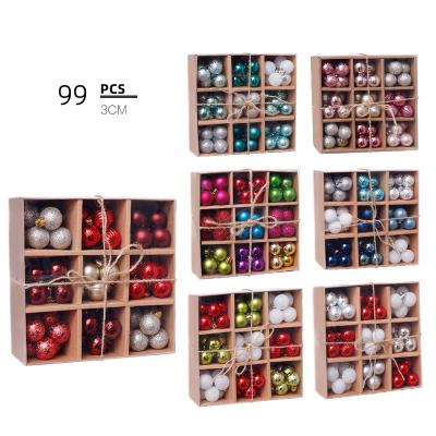 China Wholesale Eco-Friendly 3CM/99PCS Christmas Ball And Tree Ornaments Customized Christmas Ornaments For Holiday Party Decoration for sale