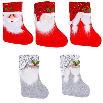 China New Eco-friendly Merry Christmas Stocking Santa Socks Festival Present Home Decoration Styles Party Ornament For Kid Gift for sale