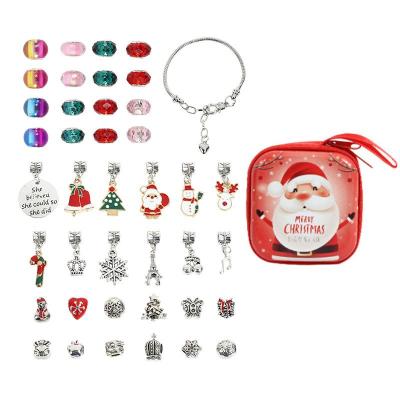 China New Environmental Friendly Kids Christmas Charm Bracelet Making Kit Custom DIY Crystal Charm Jewelry Gift Box Handmade Set Gift Bracelet for sale