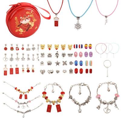 China 2022 New Environmental Friendly Christmas Children Charm Bracelet Gift Set DIY Christmas Jewelry Making Kit Bracelet Jewelry Making Girl Gift for sale