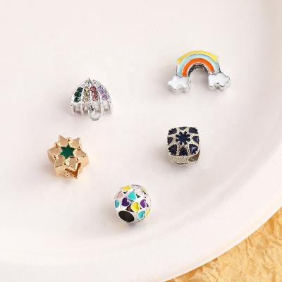 China Hot Sale Environmentally Friendly Crystal Glass Big Hole Beads Colorful 5mm Diameter Beaded Isolation Beads Diy Alloy Jewelry Accessories for sale