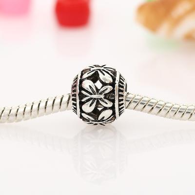 China New Diy Alloy Girl's 5mm Silver Plated Loose Beads Jewelry Accessories Bracelet Environmental Friendly Black Big Diameter Fit Hole for sale