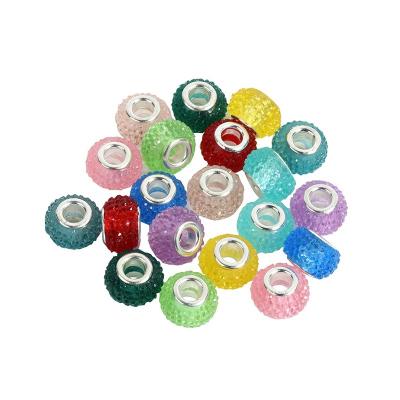 China Hot Sale Environmentally Friendly Stained Resin Big Hole European Spacer Beads European Charm Bracelet Suitable For Diy Jewelry Making for sale