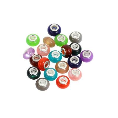 China Hot Sale Environmentally Friendly Colorful Resin Big Hole Ball Beads European Big Hole Stained Glass Beads Suitable For Jewelry Making for sale