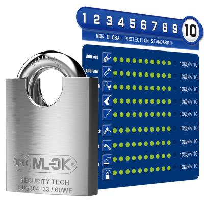 China Master Key MOK 100% Rust Free Shackle Locks Outdoor Stainless Steel Security Top Padlocks for sale