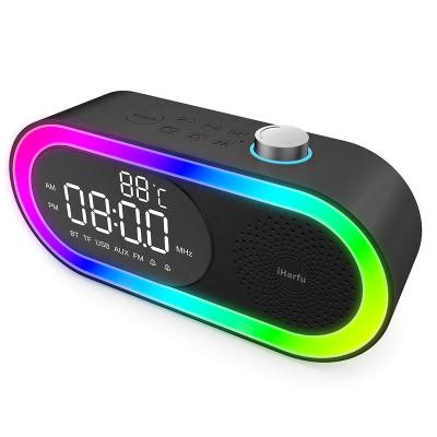 China 2022 New Amazon Idea Temperature Display Blue-tooth Visual Alarm Speakers Wireless Call Speaker Radio With LED Flash Light for sale