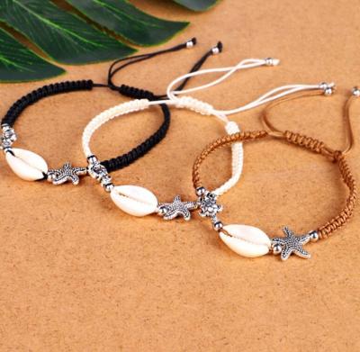 China BOHEMIA Fashion Adjustable Customized Braided Rope Turtle Sea Cowrie Shell Bracelet for sale