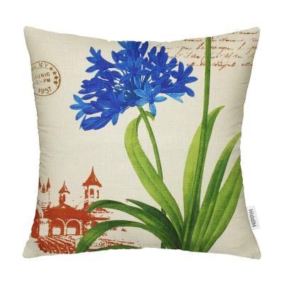 China Simple Design Cotton Home Decor Flower Cushion Canvas Cover for sale