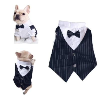 China Stocked Pet Clothes Dog Shirt Dog Tuxedo Bow Tie Shirt Clothes Suitable For Wedding Party Puppy French Bulldog Pug for sale