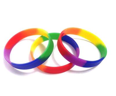 China Europe / America / Asia Customized Logo Rainbow Silicone Wristband for sale