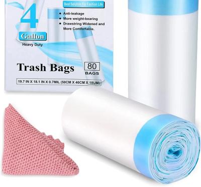 China Drawstring Disposable Trash Bags 80 Count Trash Bags Thick Small Trash Liners For Bathroom, Kitchen, Office, Pet (Package May Vary) for sale