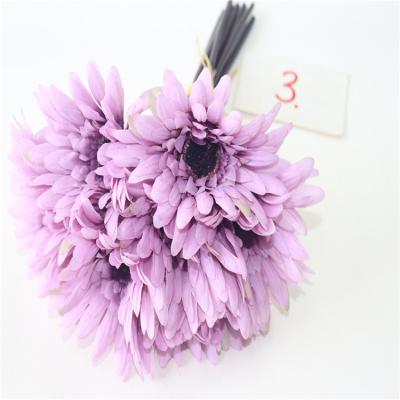 China Cheap Artificial Good Quality Mum Flower Bush Handmade Decorative Sunflower for sale