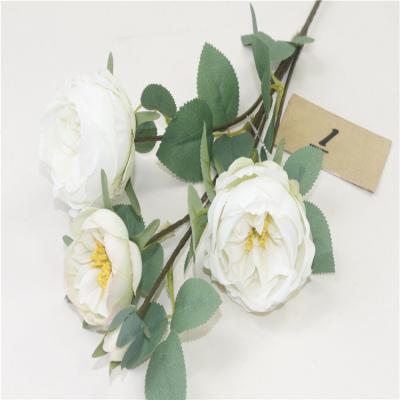 China Ceremony Single Rose with 4 Artificial Flowers Rose For Wedding Rose Flower Heads for sale