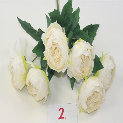 China Ceremony Porcelain Plant 5 Head Artificial Large Peony Silk Flower For Wedding Decoration for sale