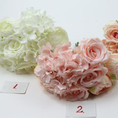 China New Arrival Artificial Flower 3 Hydrangea PINK+3*27 petal+3 Handmade Peony For Wedding Decoration Flower Bouquet for sale