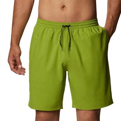 China Simple cheap QUICK DRY snack shorts white solid color 100% polyester woven beach shorts for men for sale