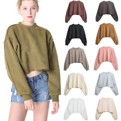 China Oversized Crop Suede Sweatshirt Anti-pilling Print Crewneck Pullover Women High Quality Custom Sweatshirts Hoodies for sale