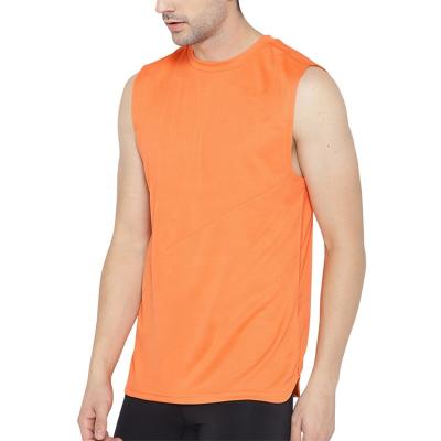 China QUICK DRY men's breathable cut and sew 100% polyester mesh quick dry tank top with side slits for sale