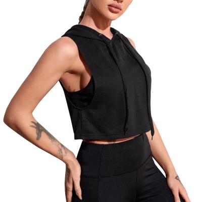 China Wholesale Cheap Cotton Polyester Anti-pilling Empty Crop Tops Women Hoodie Sleeveless Cropped Tank Top for sale