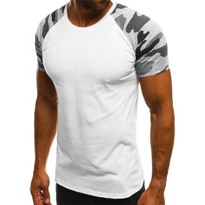 China High Quality Custom Made T-shirts Mens Cotton Spandex Simple Camouflage Camouflage Sleeve Gym Raglan T-Shirt for sale