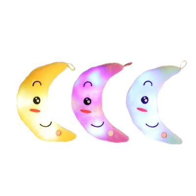 China Wholesale 2020 Plush New Year Gift Color Shining Half Moon Pillow Children Night Light Led Light Toys for sale