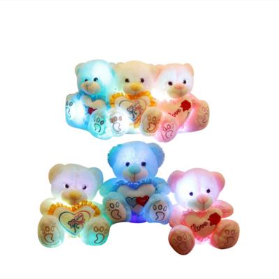 China 2020 Love Teddy Bear Stuffed Animals Valentine's Day Gift Led Teddy Bear Plush Toy Led Heart Colorful Glowing Warm for sale