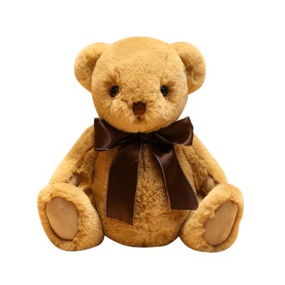 China OEM Factory Gifts High Quality Stuffed Stuffed Plush Teddy Bear Colorful Sitting Toy With Satin Bow Embroidery Toy for sale