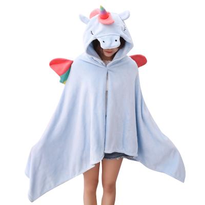 China New Customized Design HOT Unicorn Hooded Blanket Soft With Animal Cap Fleece Coat For Adults for sale