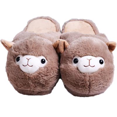 China Lovely Alpaca Daily Life Slipper Alpaca Soft Plush Stuffed Animal Plush Slippers Comfortable Indoor Slipper Plush Toy Toys for sale