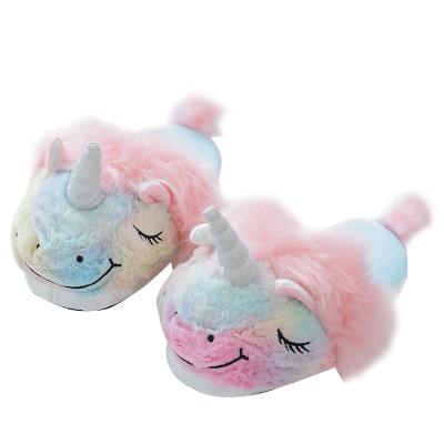 China 2020 Daily Life Hot Selling High Quality Comfortable Cartoon Plush Lovely Stuffed Unicorn Slippers For Women And Girl Shoes for sale