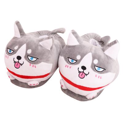 China Custom Warm Comfortable Cartoon Cotton Plush Slippers Winter Daily Life Husky Slippers Wholesale Slippers for sale