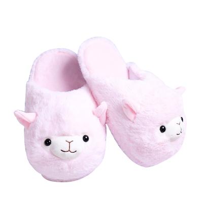 China Custom Alpaca Hamster Cartoon Velvet Very Soft Anti-slip Colorful Breathable Disposable Rainbow Custom Indoor Slippers For Women for sale