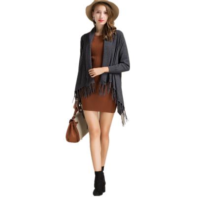 China OEM Custom Spring Autumn Cashmere Anti-pilling or Casual Long Merino Wool Sweater Tassel Cardigans for Women for sale