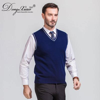 China Hot Sale Customized Vest Pattern Cashmere Merino Wool Anti-Shrink Knit V Neck Cashmere Sweater Sleeveless Vest Mens for sale