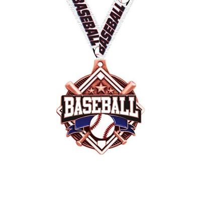 中国 Customized China Manuafacture Customized 3D Enamel Bespoke Medals Baseball Bat Sport Award With Ribbon Hanger Custom Baseball Medals 販売のため