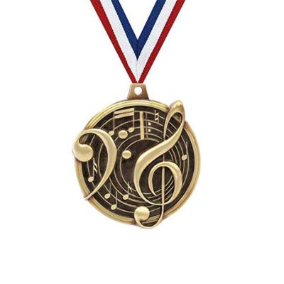 China Souvenir Gifts Manuafacture Promotion Customized Antique 3D Gold Silver Bronze Bronze Medal With Ribbon Hanger Custom Musical Medal for sale