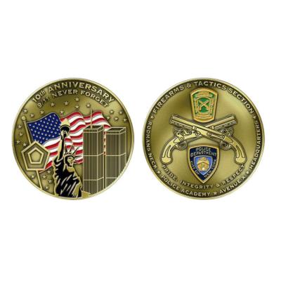 Китай Souvenir Gifts Promotion Manuafacture Gun 3D Police Challenge Custom Coin USA USA New York Never Forget 911 Challenges Custom Coin продается