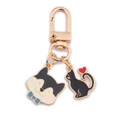 중국 Customized Soft Enamel Metal Keychains Holder Pet Love Cat Dog Puppy Custom Dog Key Chain Souvenir Gifts Manufacturer 판매용