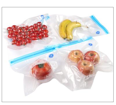 China Resealable Zipper Food Grade Zipper Vacuum Bag With Valve For Keeping Food Fresh for sale