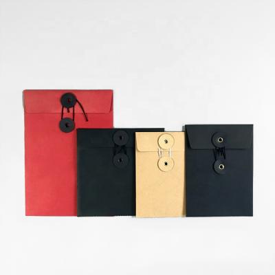 China Paper Recyclable Envelope Packaging Envelope Loop Rope Seal Waist Bottomless File Bag Mini Card File Bag Custom for sale