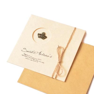 China Bright colors creative greeting card with zakka vintage metal string birthday thanksgiving christmas card for sale