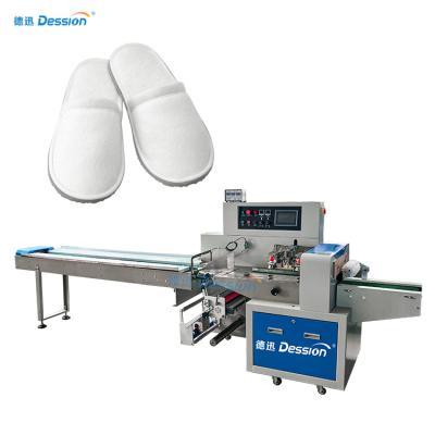 China Hot Sale Horizontal Automatic Slippers Wrapping Machine 350x Horizontal Automatic Slippers Wrapping Food Vending Film Machine Shoes Wrapping Machine for sale