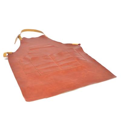 China Factory Wholesale Custom Made Leather Durable Chef Apron Vintage Water Resistant Kitchen High Quality Apron for sale