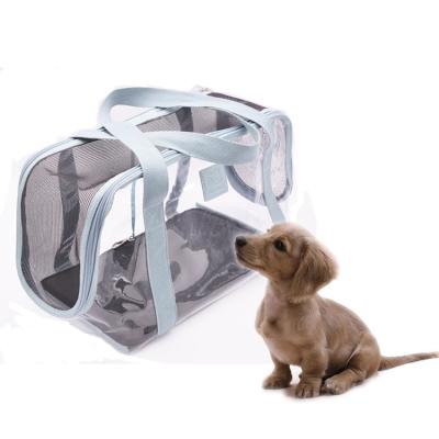 China Durable PVC Pet Carrier Bag Transparent Waterproof Outdoor Pet Bag For Dog Cat for sale