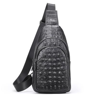 China 2022 Hot Selling Crocodile Leather Custom Made First Layer Backpack Travel Leisure Chest Bag Men's Portable Leather Chest Bag for sale