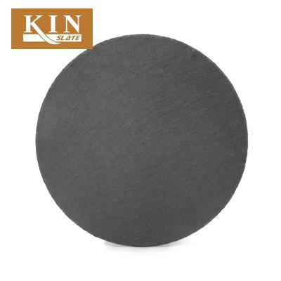 China Cheese platter serving on a beautiful round sustainable natural black slate for sale