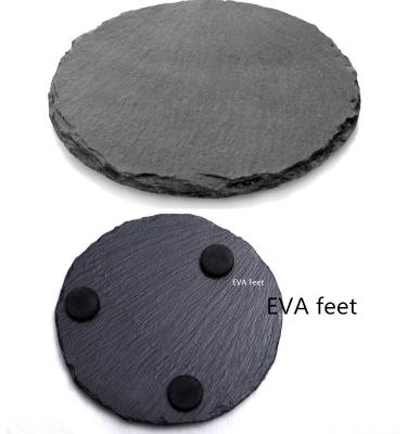 China Disposable Black Round Slate Cut Ot Size Use On Slate Coaster Made With Liner for sale