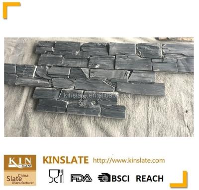 China Natural stone appearance.nice color; Precise Size Natural Dark Black Cement Ledgestone Panel Z Shape for sale