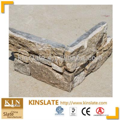 China Frost Resistance Z Shaped Cement Backed Yellow Granite Pile Stone Cladding for sale